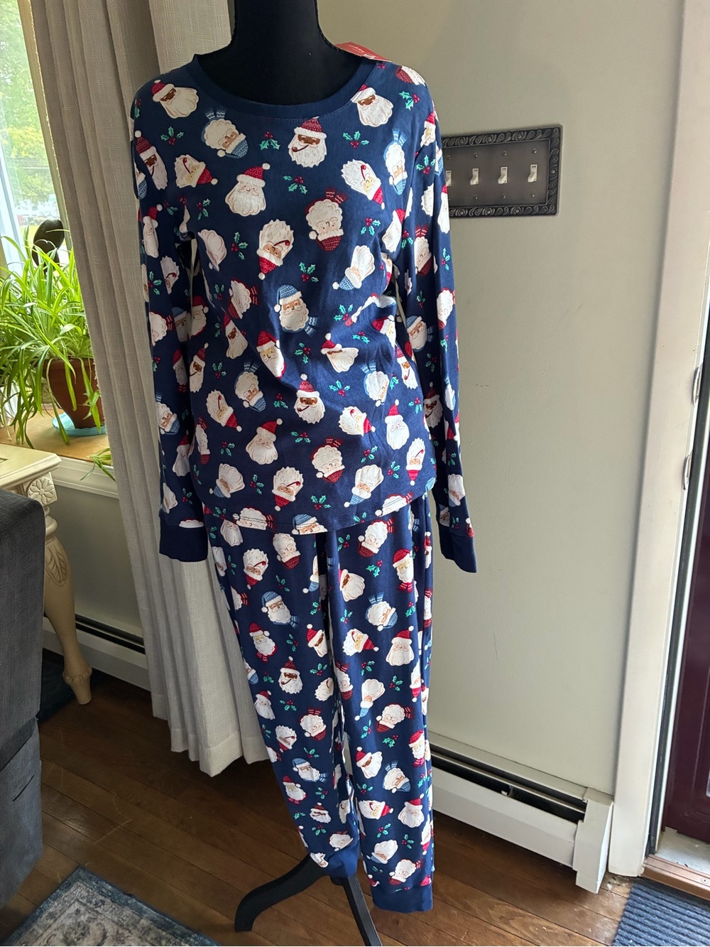 Sanita Navy Santa Print Women's Pajama Set